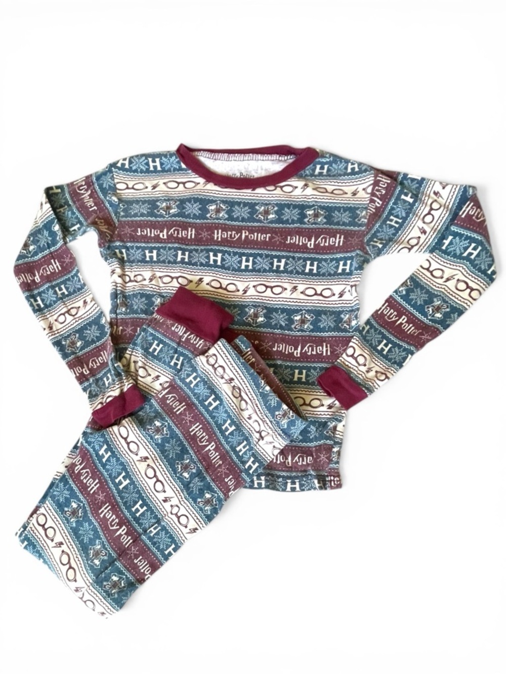 Harry Potter Kids Pajama Set 2 Pcs  Holiday Print Long Sleeve Top & Pants Cotton